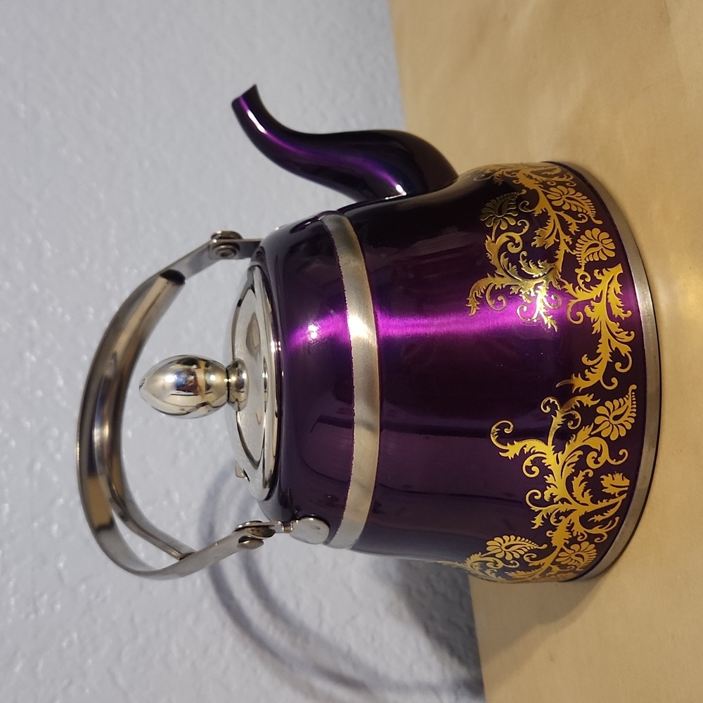 Elegant Purple Teapot with Gold Accents